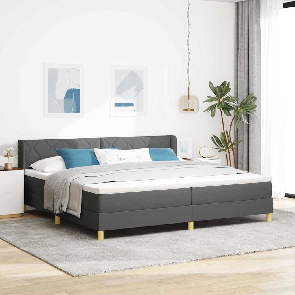 Boxspringbed met hoofdeinde Donkergrijs 200 x 200 cm Stof is nu te koop bij PeponiXL, paradijselijk wonen!