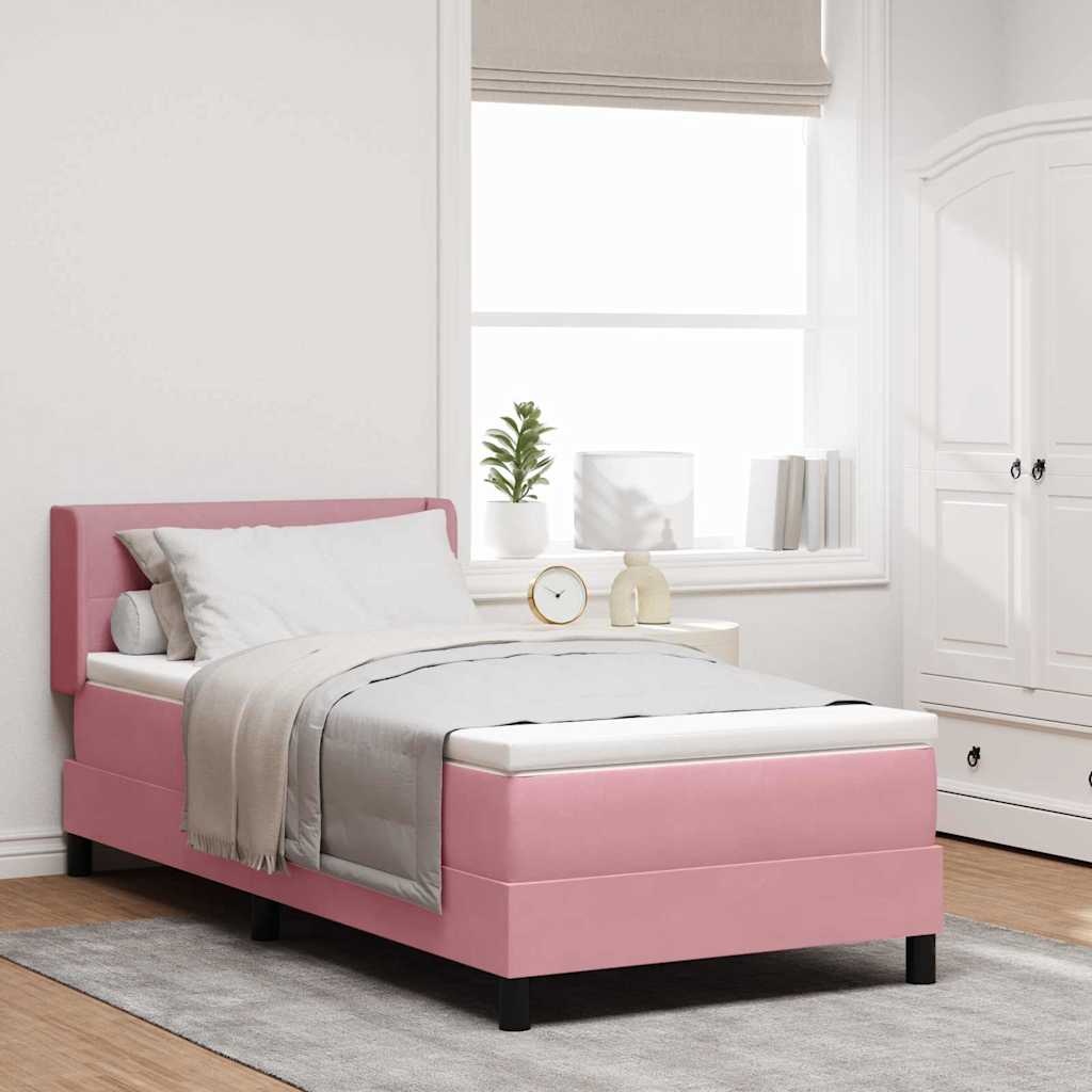 Boxspringbed met hoofdeinde Roze 190 x 90 cm Fluweel is nu te koop bij PeponiXL, paradijselijk wonen!
