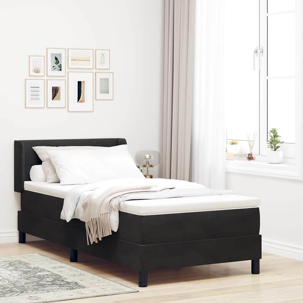 Boxspringbed met hoofdeinde Zwart 200 x 90 cm Fluweel is nu te koop bij PeponiXL, paradijselijk wonen!