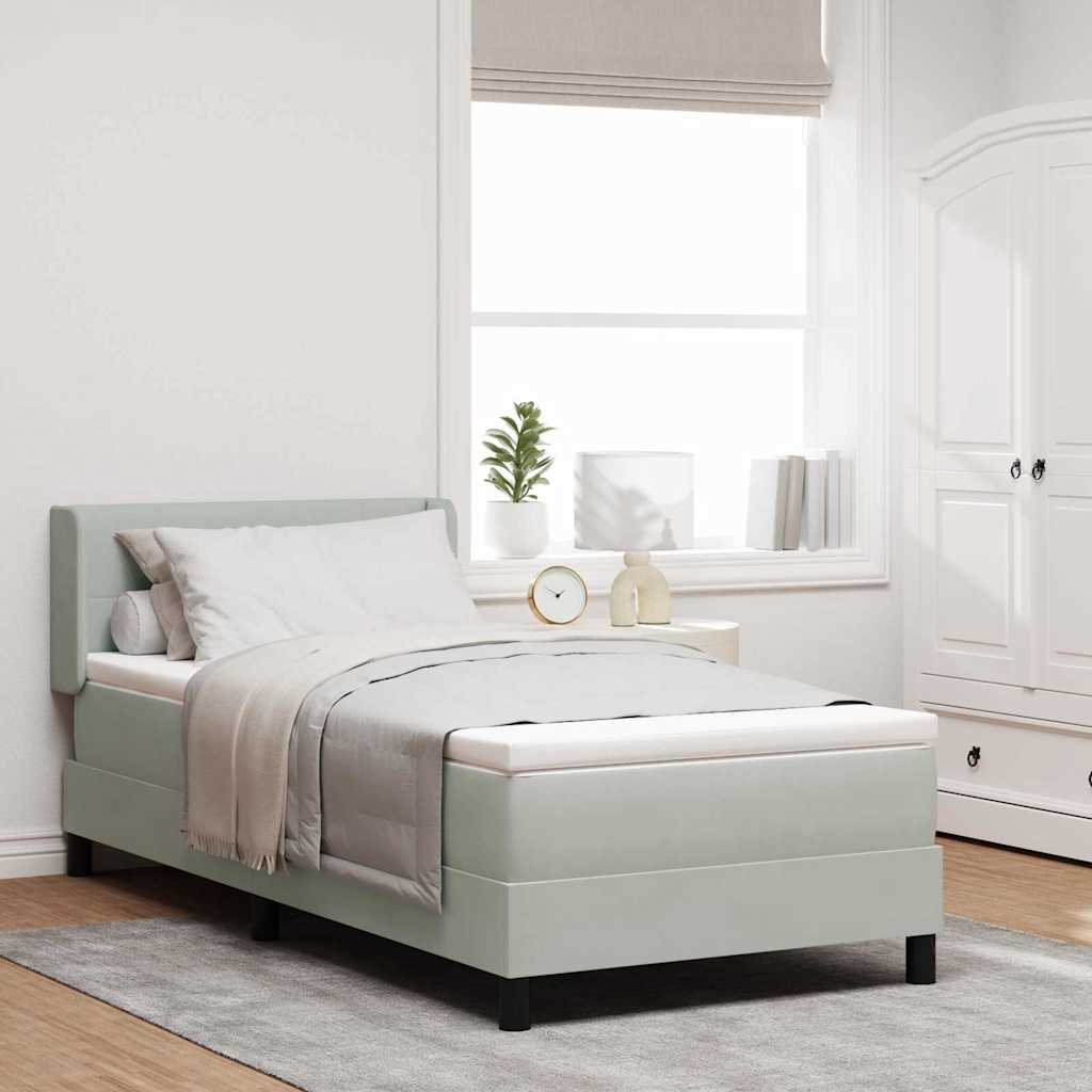 Boxspringbed met hoofdeinde Lichtgrijs 200 x 100 cm Fluweel is nu te koop bij PeponiXL, paradijselijk wonen!