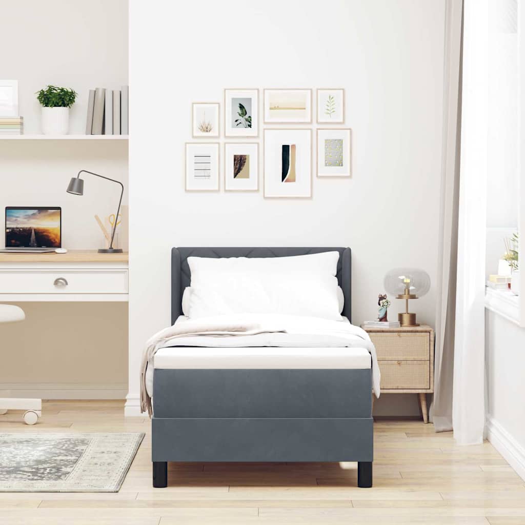 Boxspringbed met hoofdeinde Donkergrijs 200 x 80 cm Fluweel is nu te koop bij PeponiXL, paradijselijk wonen!