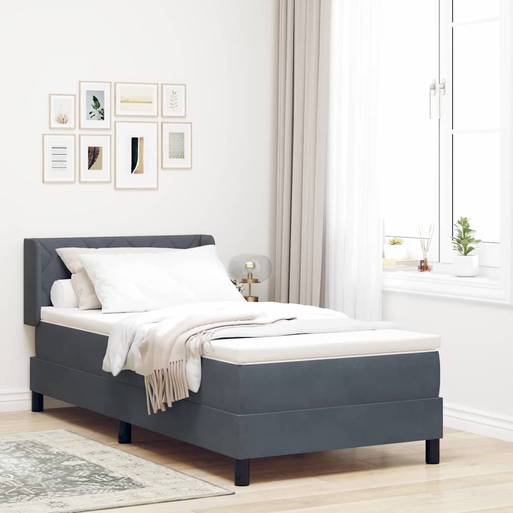 Boxspringbed met hoofdeinde Donkergrijs 190 x 90 cm Fluweel is nu te koop bij PeponiXL, paradijselijk wonen!