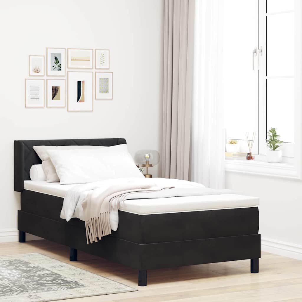 Boxspringbed met hoofdeinde Zwart 190 x 90 cm Fluweel is nu te koop bij PeponiXL, paradijselijk wonen!
