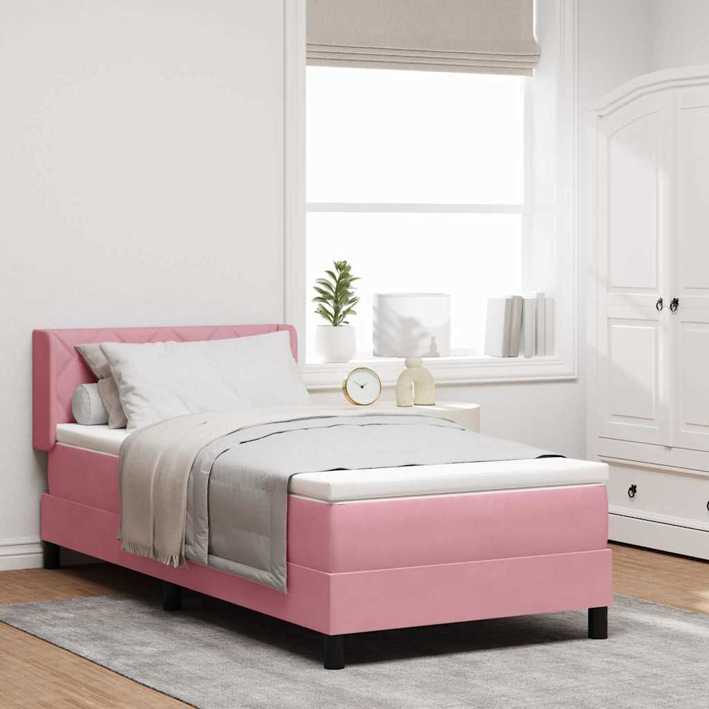 Boxspringbed met hoofdeinde Roze 190 x 90 cm Fluweel is nu te koop bij PeponiXL, paradijselijk wonen!