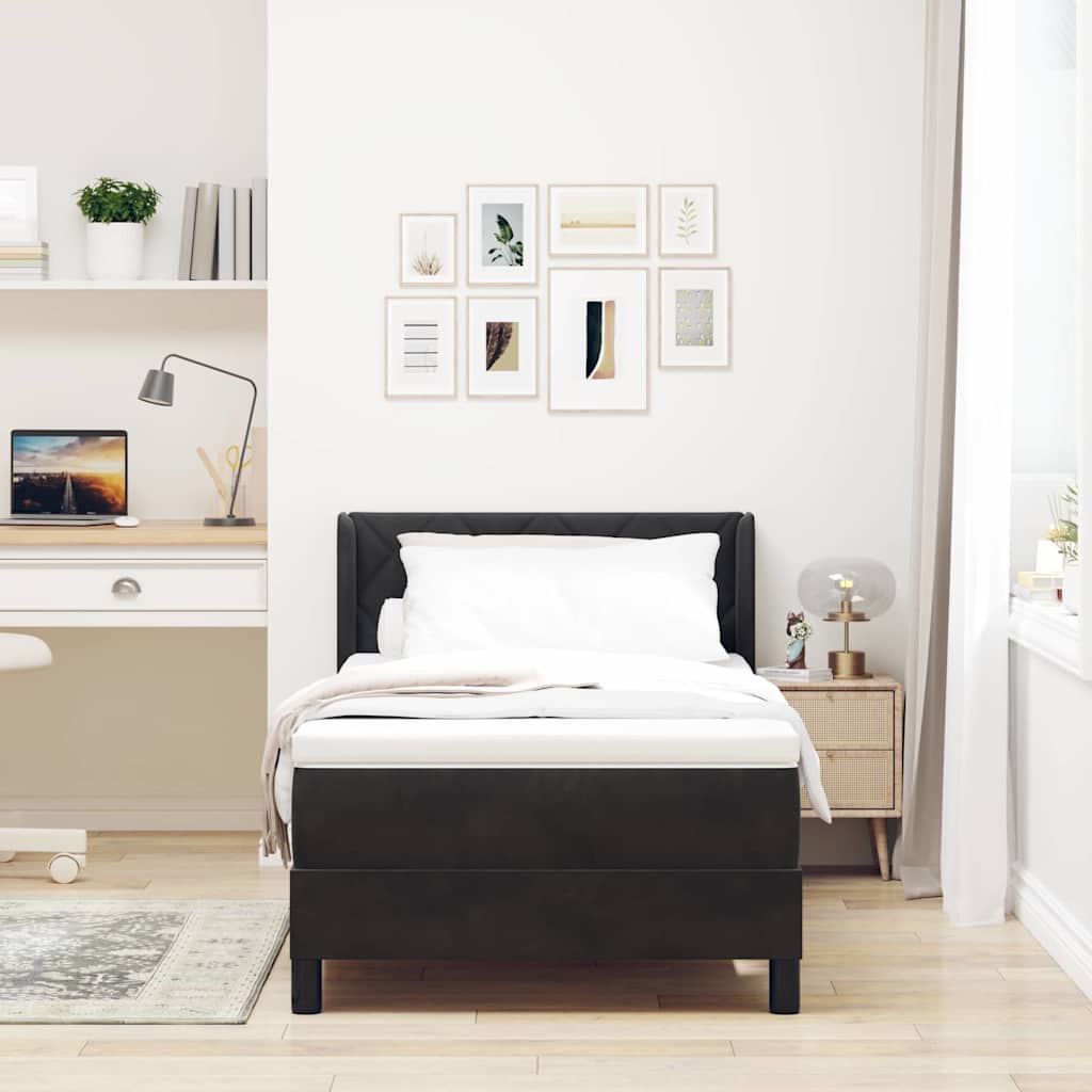 Boxspringbed met hoofdeinde Zwart 200 x 100 cm Fluweel is nu te koop bij PeponiXL, paradijselijk wonen!