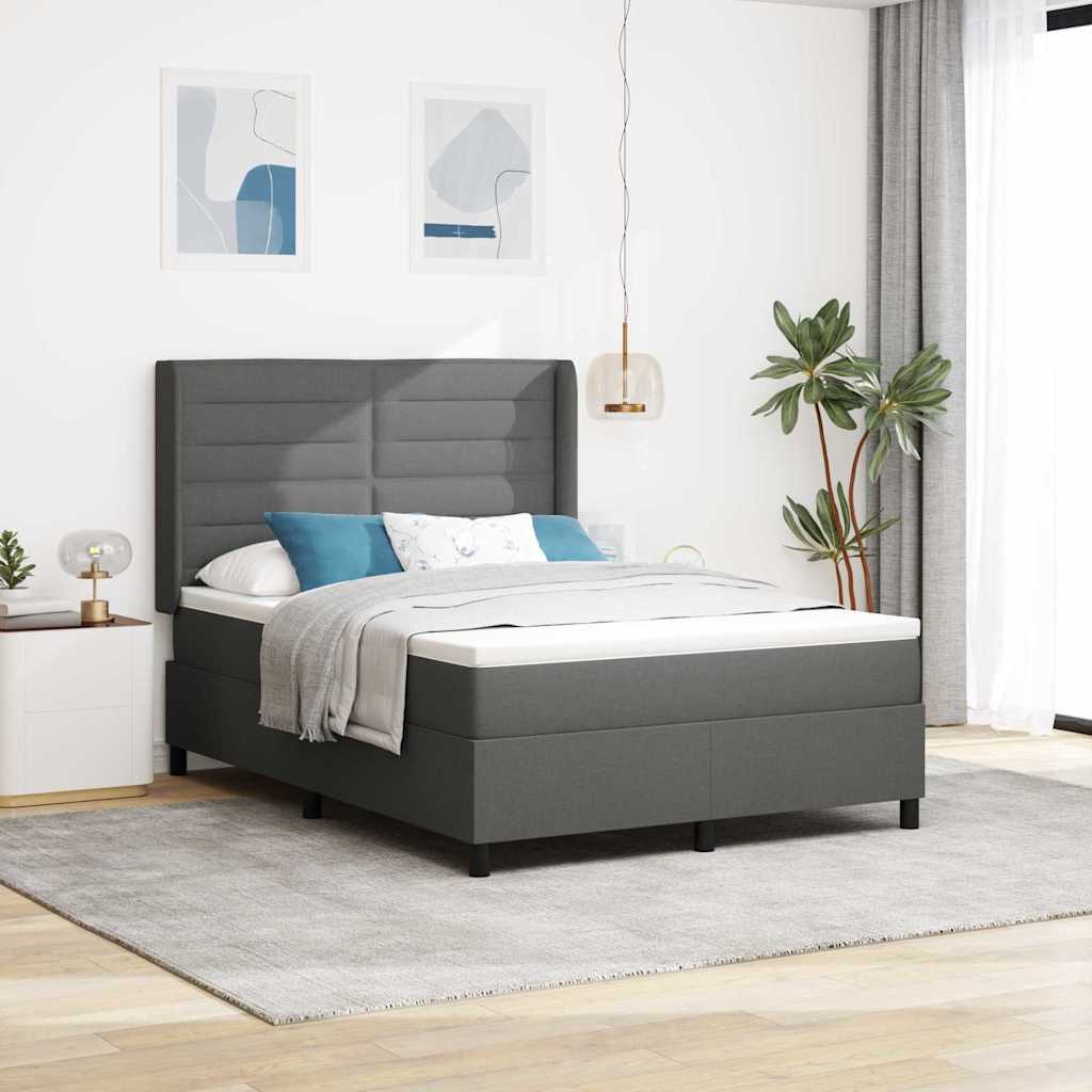 Boxspringbed met matras Donkergrijs 200 x 140 cm Stof is nu te koop bij PeponiXL, paradijselijk wonen!