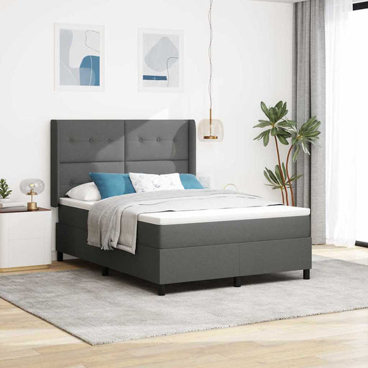 Boxspringbed met matras Donkergrijs 200 x 160 cm Stof is nu te koop bij PeponiXL, paradijselijk wonen!