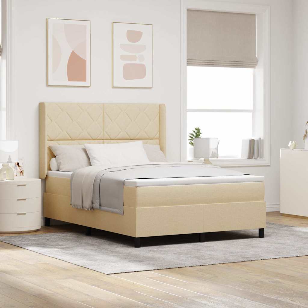 vidaXL Boxspringbed met kussen met hoofdeinde Crème 200 x 160 cm Stof
