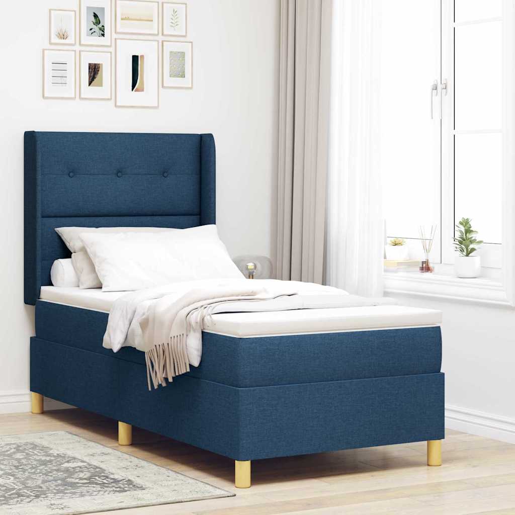 Boxspringbed met hoofdeinde Blauw 90 x 190 cm Stof is nu te koop bij PeponiXL, paradijselijk wonen!