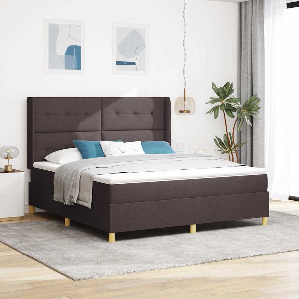 vidaXL Boxspringbed met hoofdeinde Donkerbruin 180 x 200 cm Stof