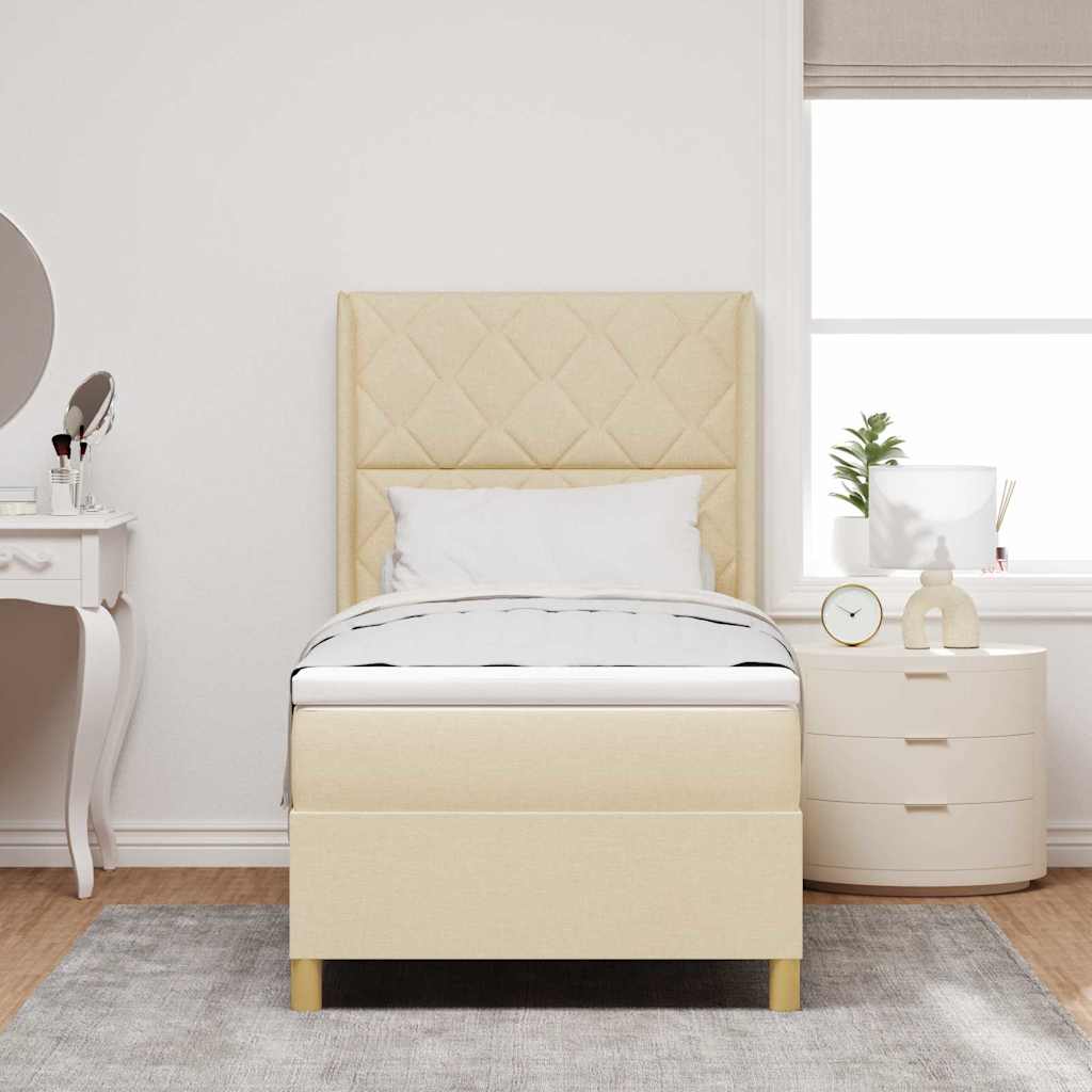 vidaXL Boxspringbed met hoofdeinde Crème 90 x 200 cm Stof