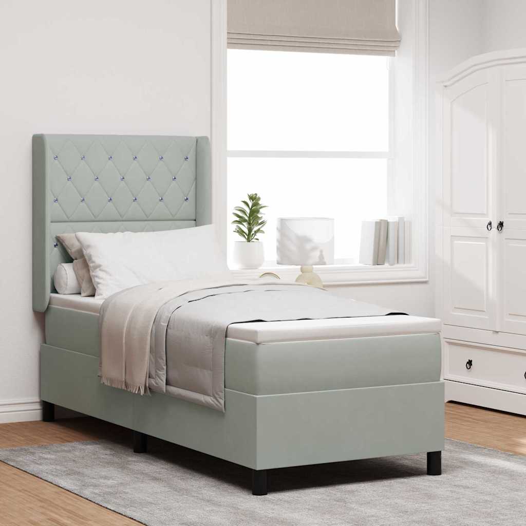 Boxspringbed met matras Lichtgrijs 80 x 200 cm Fluweel is nu te koop bij PeponiXL, paradijselijk wonen!