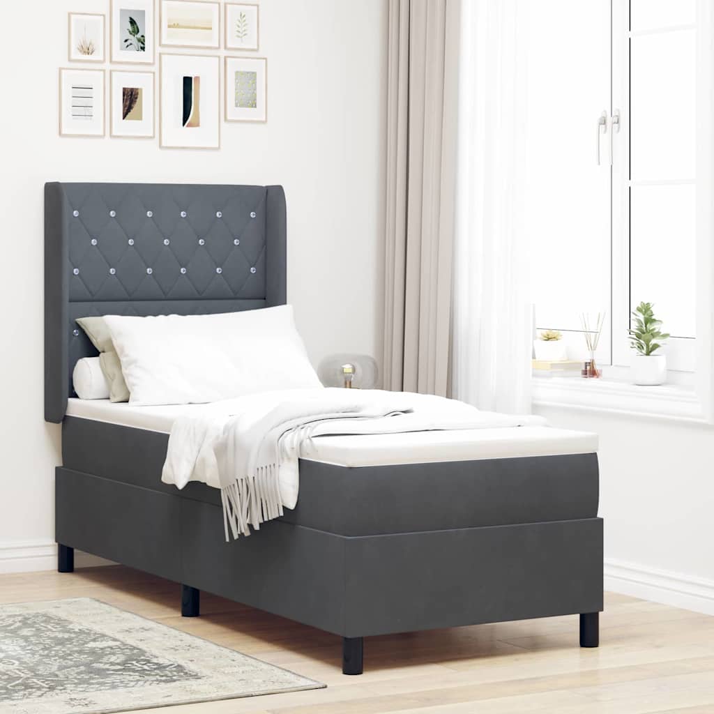 Boxspringbed met matras Donkergrijs 80 x 200 cm Fluweel is nu te koop bij PeponiXL, paradijselijk wonen!