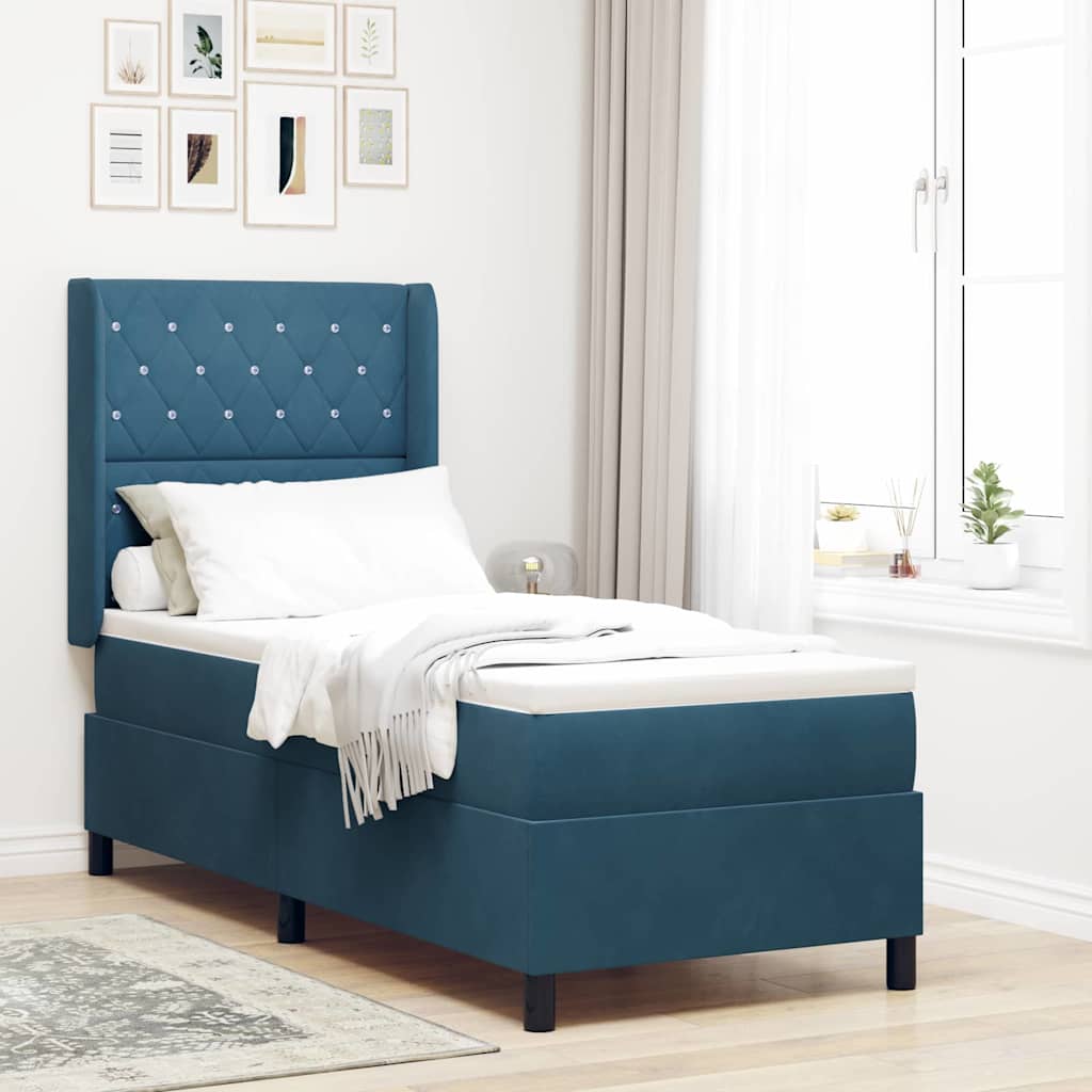 Boxspringbed met matras Blauw 80 x 200 cm Fluweel is nu te koop bij PeponiXL, paradijselijk wonen!
