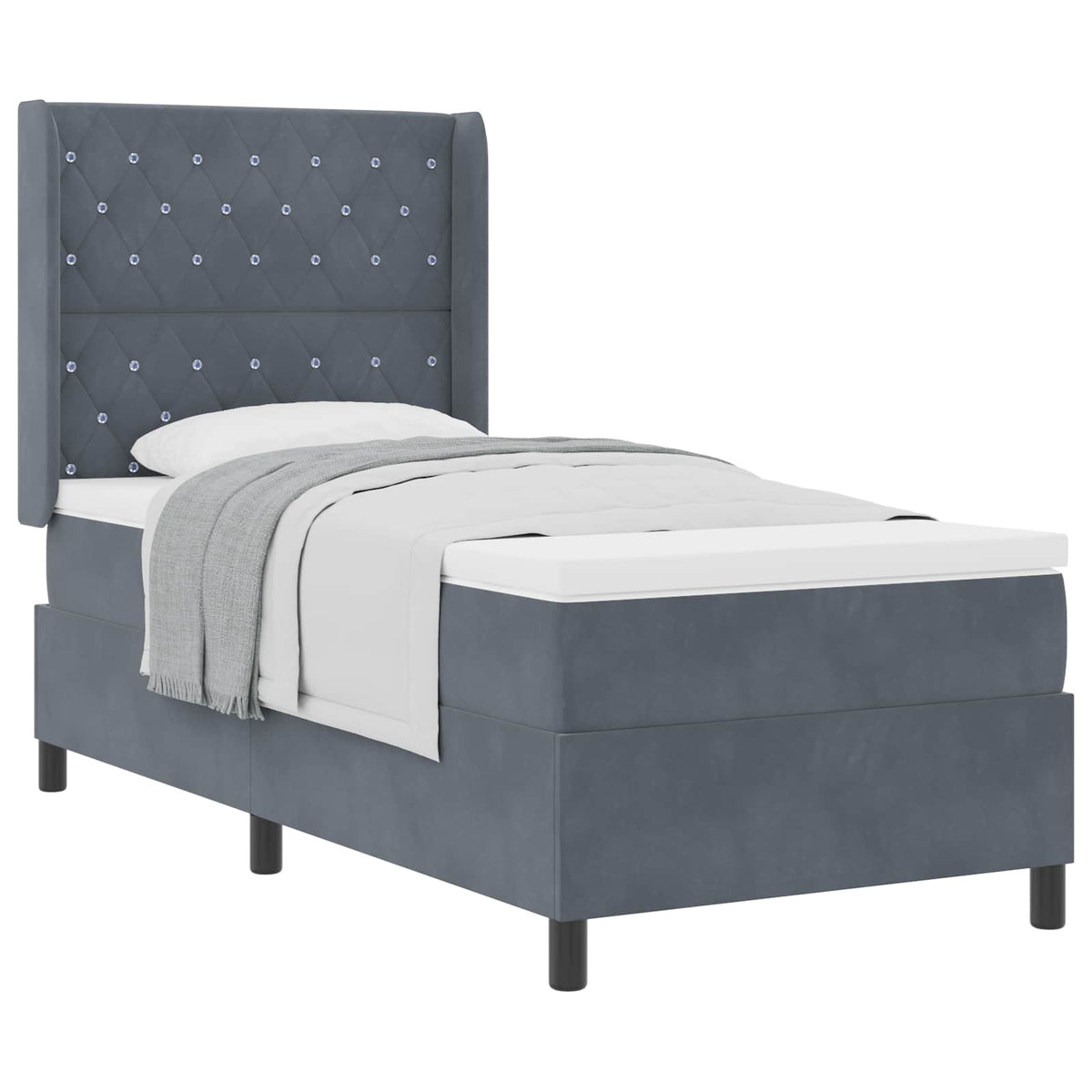 Boxspringbed met matras Donkergrijs 90 x 190 cm Fluweel is nu te koop bij PeponiXL, paradijselijk wonen!