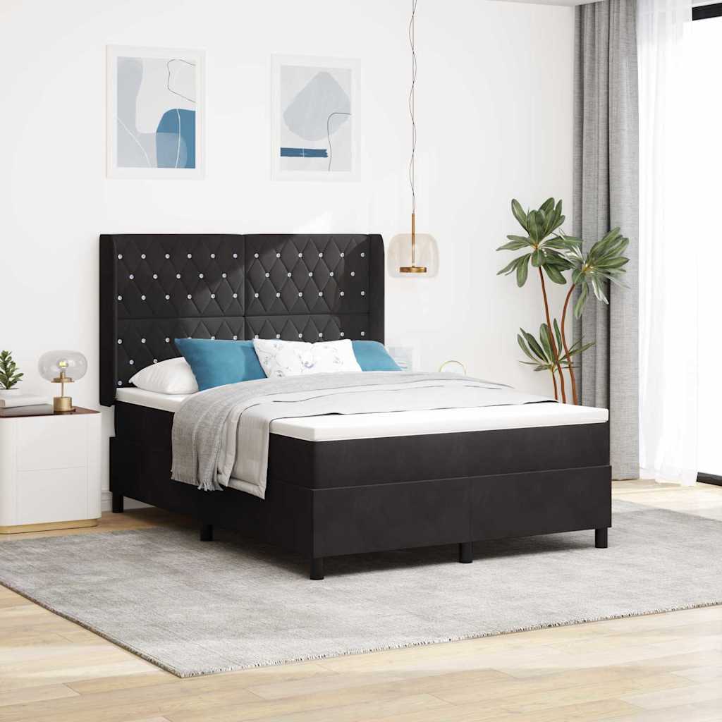 Boxspringbed met matras Zwart 140 x 200 cm Fluweel is nu te koop bij PeponiXL, paradijselijk wonen!