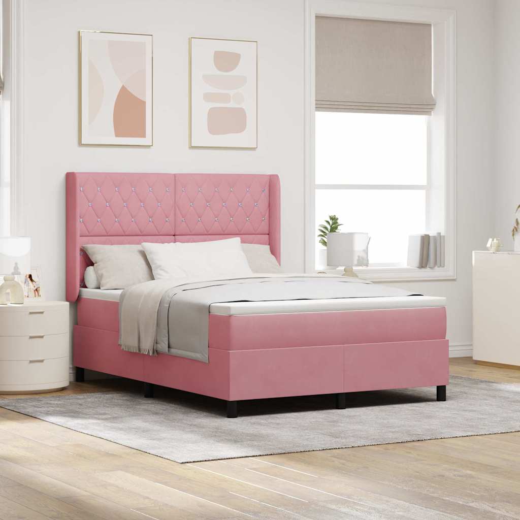 Boxspringbed met matras Roze 160 x 200 cm Fluweel is nu te koop bij PeponiXL, paradijselijk wonen!