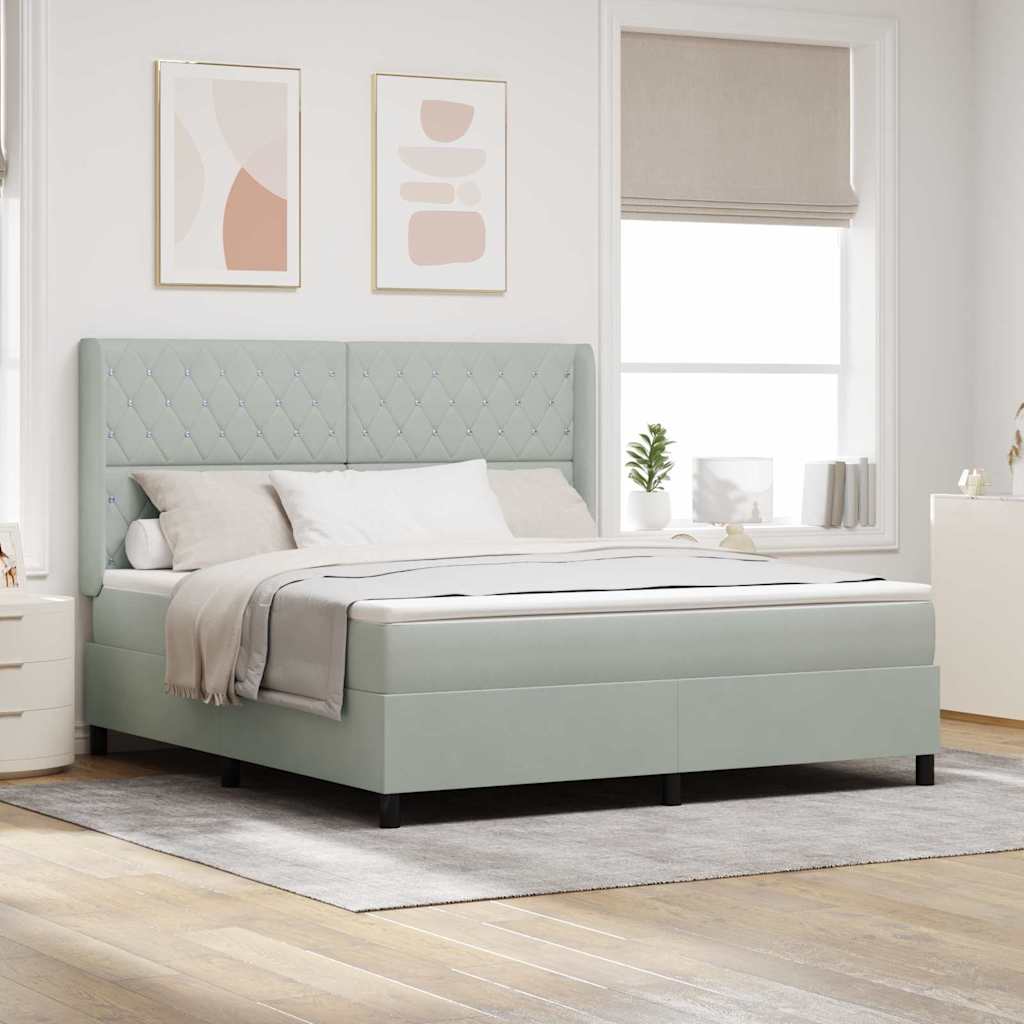 Boxspringbed met matras Lichtgrijs 180 x 200 cm Fluweel is nu te koop bij PeponiXL, paradijselijk wonen!