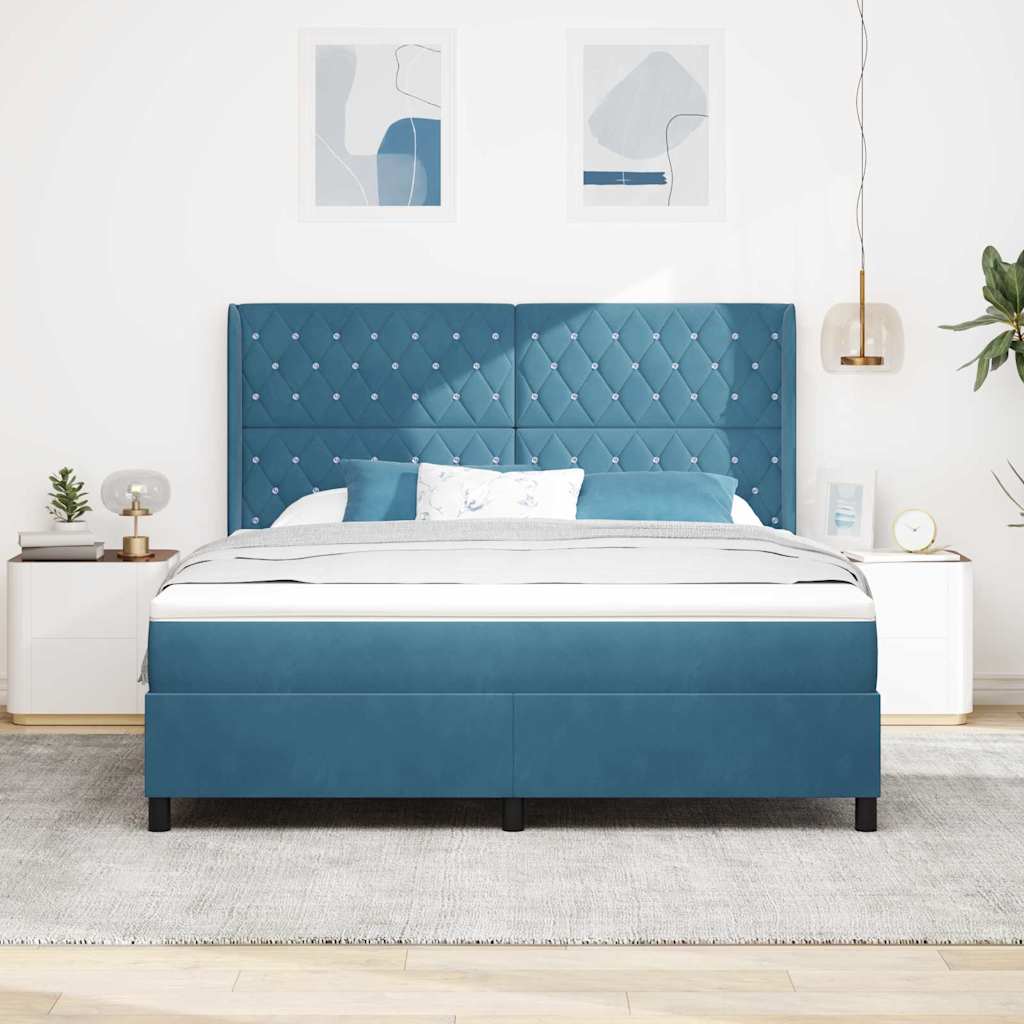 Boxspringbed met matras Blauw 180 x 200 cm Fluweel is nu te koop bij PeponiXL, paradijselijk wonen!