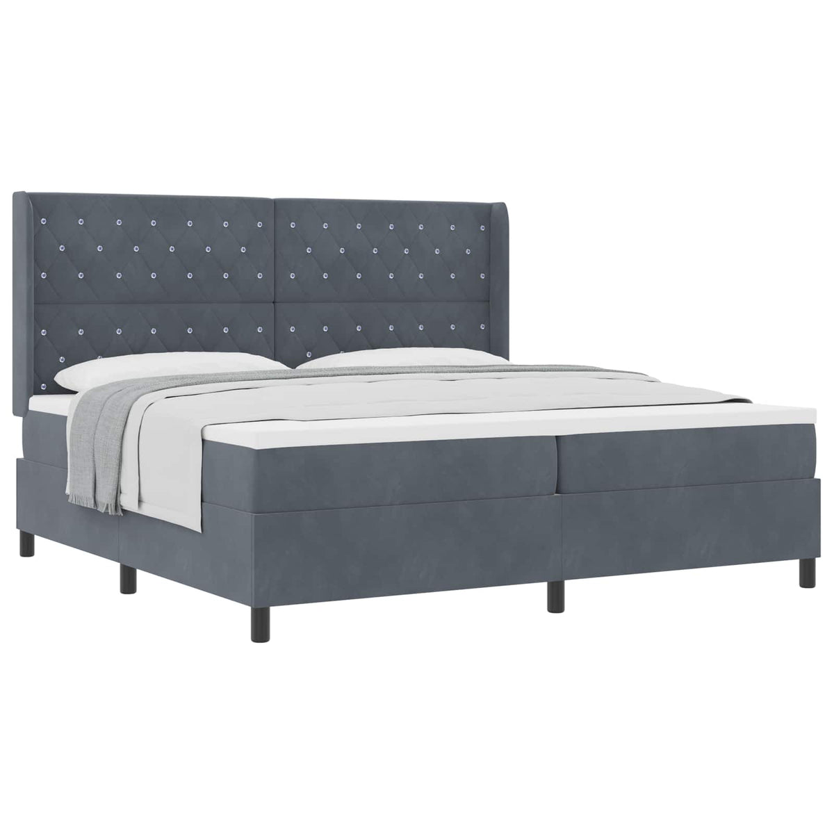 Boxspringbed met matras Donkergrijs 200 x 200 cm Fluweel is nu te koop bij PeponiXL, paradijselijk wonen!