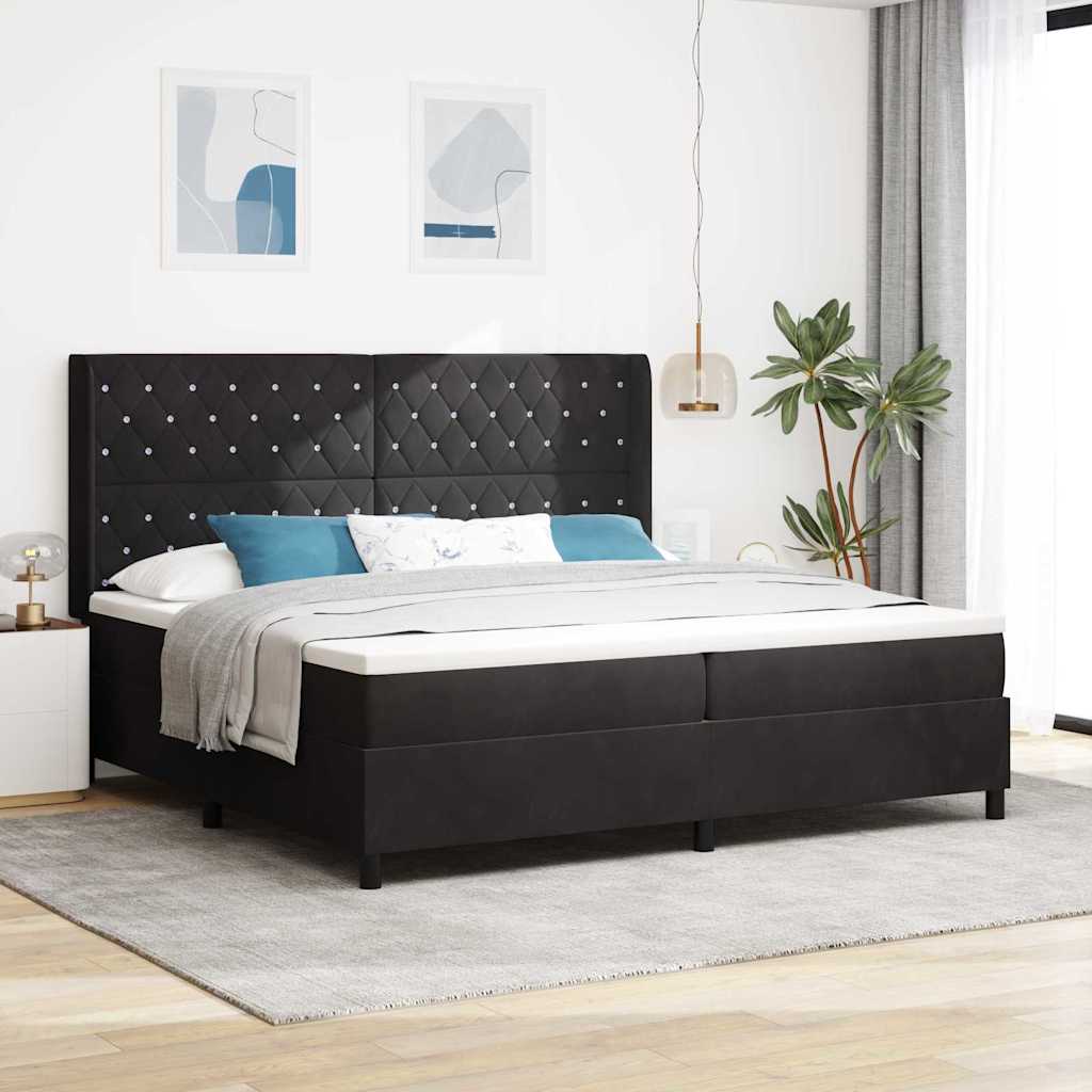 Boxspringbed met matras Zwart 200 x 200 cm Fluweel is nu te koop bij PeponiXL, paradijselijk wonen!