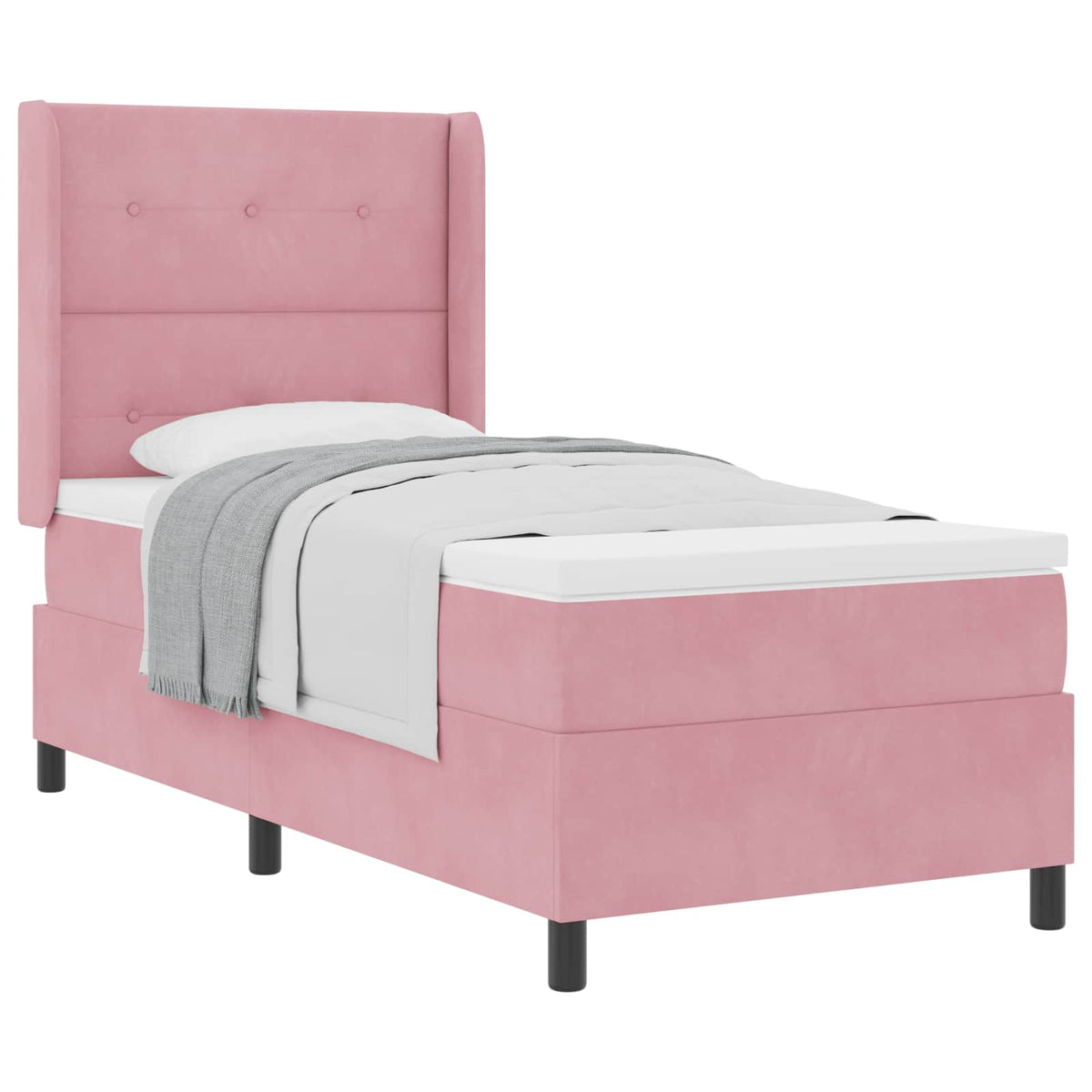 Boxspringbed met matras met hoofdeinde Roze 80 x 200 cm Fluweel is nu te koop bij PeponiXL, paradijselijk wonen!