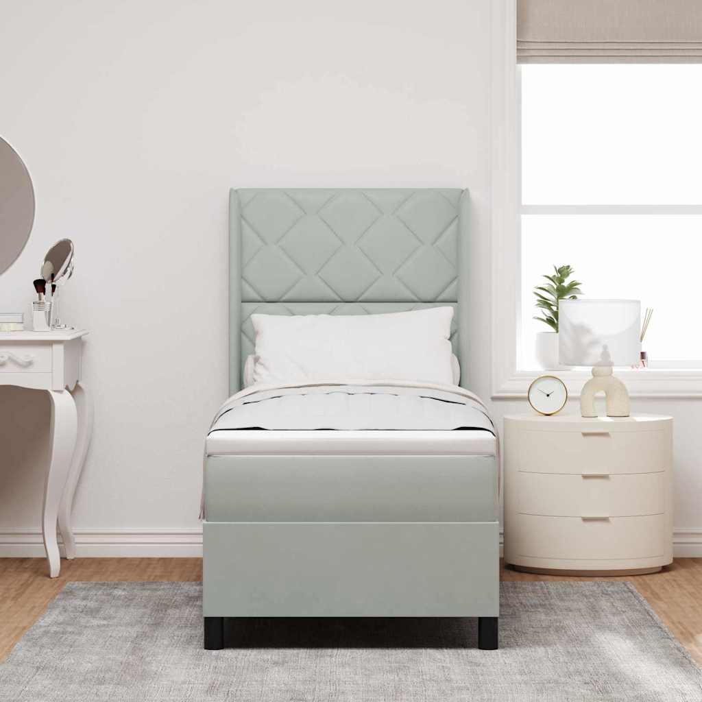 Boxspringbed met hoofdeinde Lichtgrijs 80 x 200 cm Fluweel is nu te koop bij PeponiXL, paradijselijk wonen!