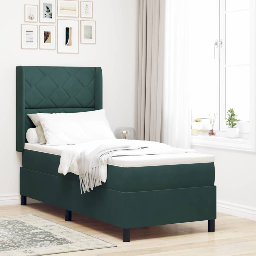 Boxspringbed met hoofdeinde Donkergroen 80 x 200 cm Fluweel is nu te koop bij PeponiXL, paradijselijk wonen!