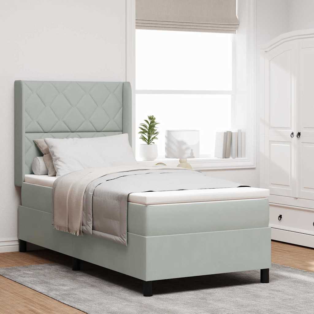Boxspringbed met hoofdeinde Lichtgrijs 100 x 200 cm Fluweel is nu te koop bij PeponiXL, paradijselijk wonen!