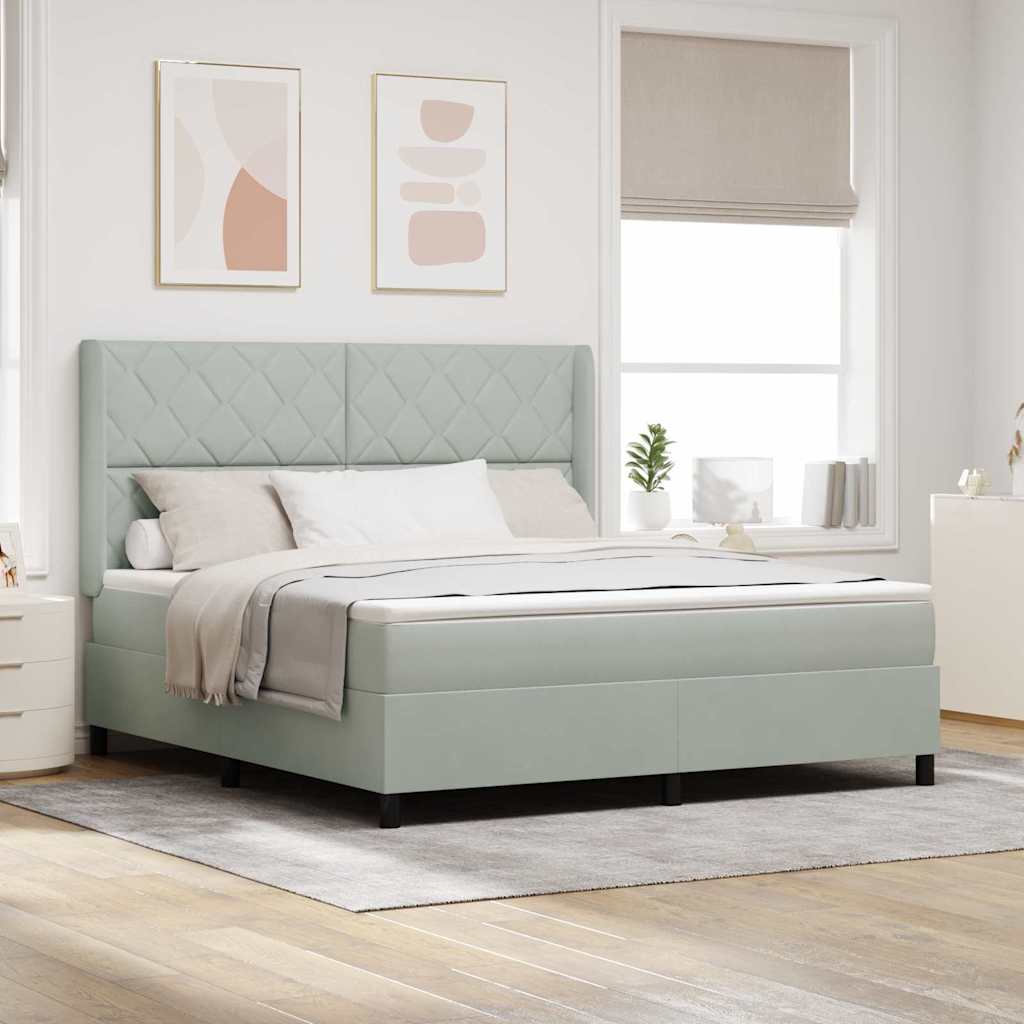 Boxspringbed met hoofdeinde Lichtgrijs 180 x 200 cm Fluweel is nu te koop bij PeponiXL, paradijselijk wonen!