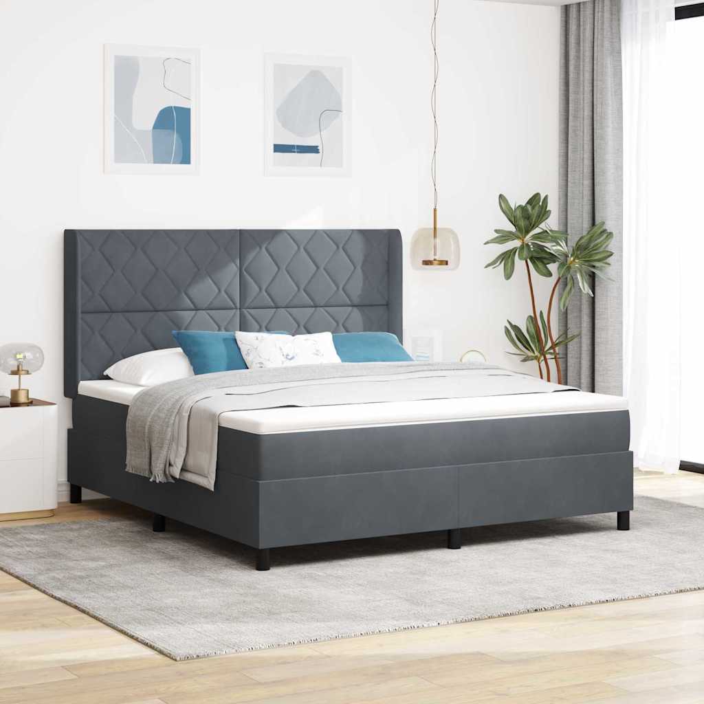 Boxspringbed met hoofdeinde Donkergrijs 180 x 200 cm Fluweel is nu te koop bij PeponiXL, paradijselijk wonen!