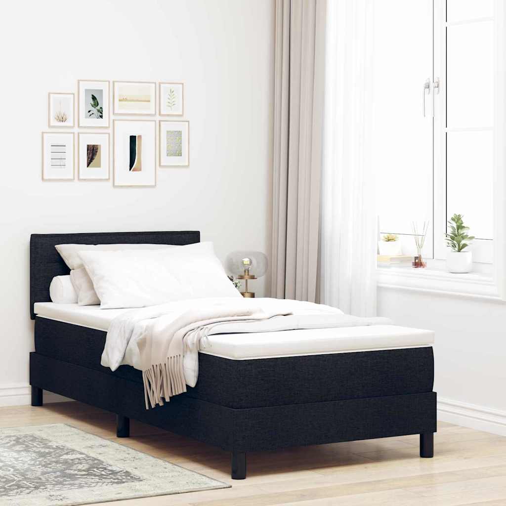 Boxspring bed met matras met LED Zwart 90 x 200 cm Stof is nu te koop bij PeponiXL, paradijselijk wonen!