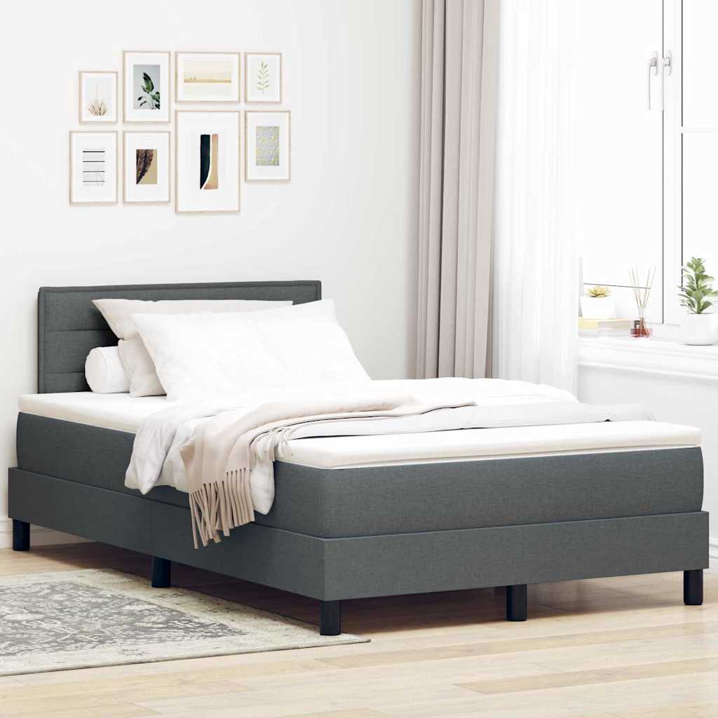 Boxspring bed met hoofdeinde Donkergrijs 120 x 200 cm Stof is nu te koop bij PeponiXL, paradijselijk wonen!