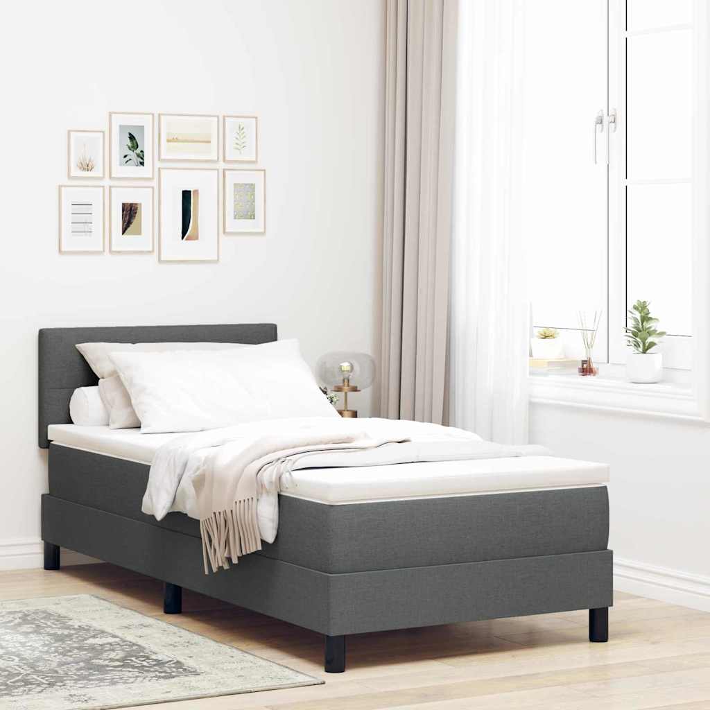 Boxspring bed met hoofdeinde Donkergrijs 90 x 200 cm Stof is nu te koop bij PeponiXL, paradijselijk wonen!