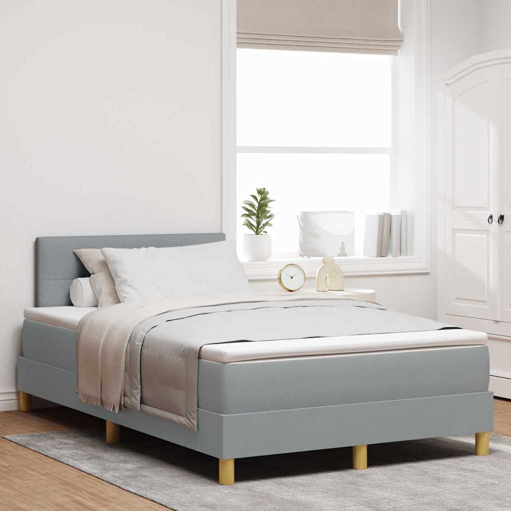 Boxspring bed met hoofdeinde Lichtgrijs 120 x 190 cm Stof is nu te koop bij PeponiXL, paradijselijk wonen!