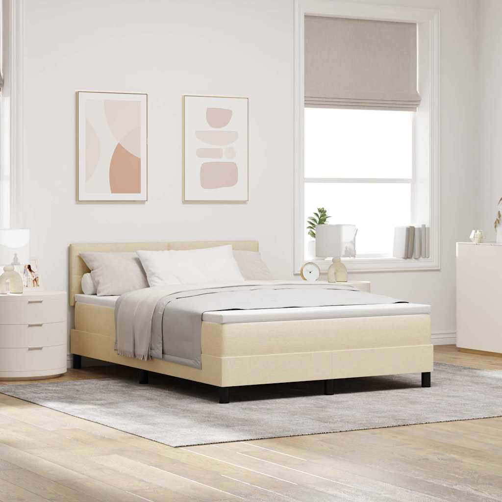 Boxspring bed met matras met LED Crème 140 x 190 cm Stof is nu te koop bij PeponiXL, paradijselijk wonen!