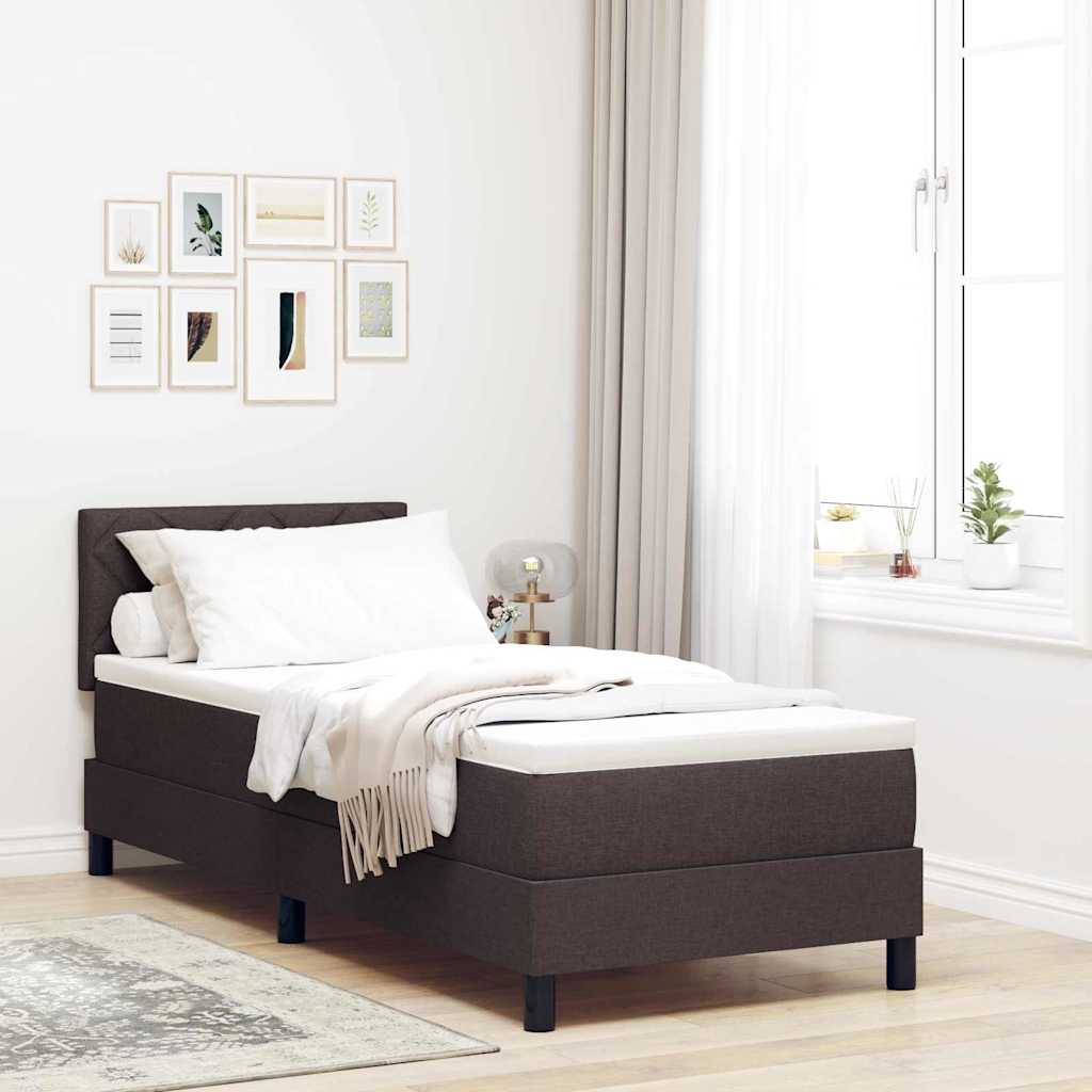Boxspring bed met matras met LED Donkerbruin 80 x 200 cm Stof is nu te koop bij PeponiXL, paradijselijk wonen!