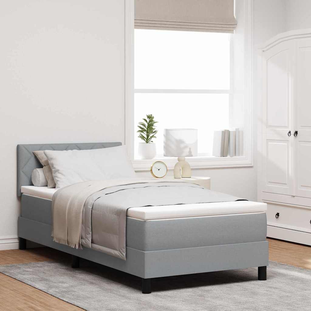 Boxspring bed met hoofdeinde Lichtgrijs 100 x 200 cm Stof is nu te koop bij PeponiXL, paradijselijk wonen!