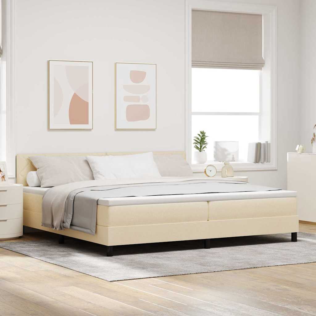 Boxspring bed met matras met LED Crème 200 x 200 cm Stof is nu te koop bij PeponiXL, paradijselijk wonen!