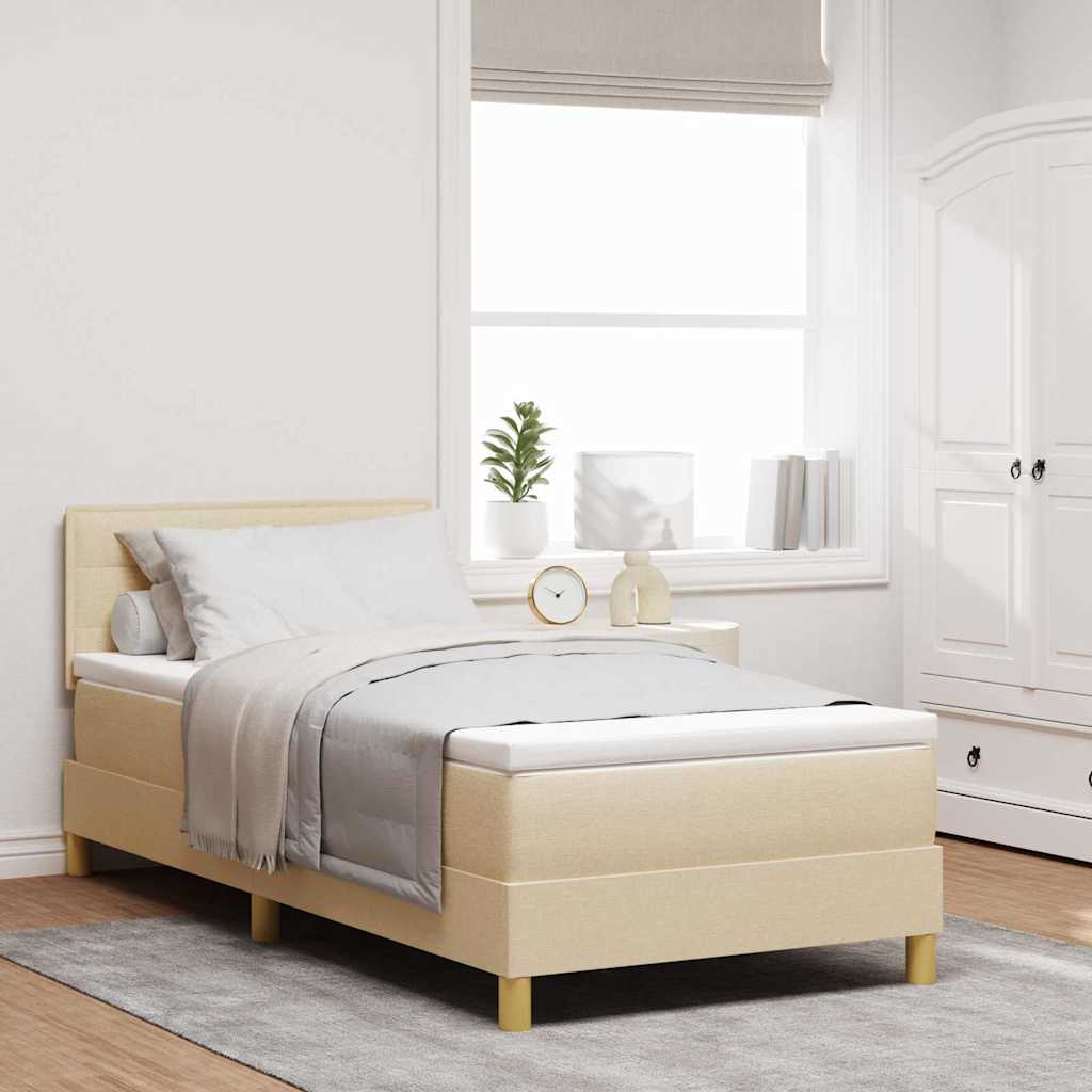 LED Box Spring Bed met hoofdeinde Crème 90 x 190 cm Stof is nu te koop bij PeponiXL, paradijselijk wonen!