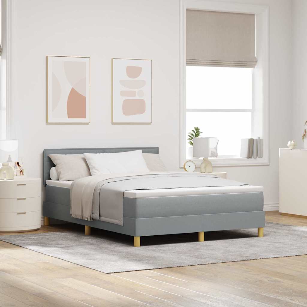 LED Box Spring Bed met hoofdeinde Lichtgrijs 140 x 190 cm Stof is nu te koop bij PeponiXL, paradijselijk wonen!