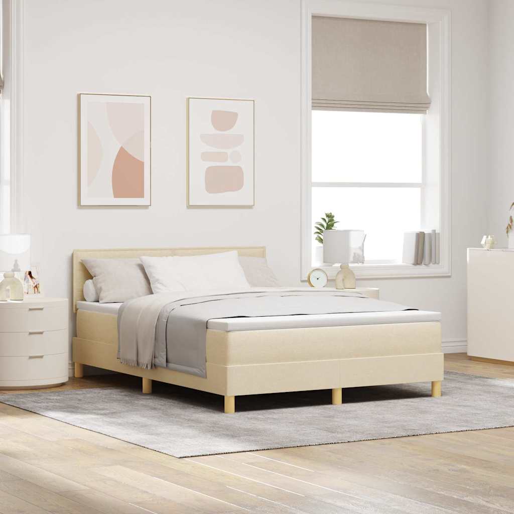 LED Box Spring Bed met hoofdeinde Crème 160 x 200 cm Stof is nu te koop bij PeponiXL, paradijselijk wonen!