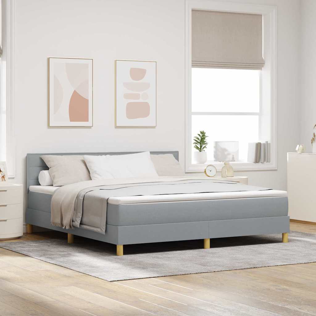 LED Box Spring Bed met kussen Lichtgrijs 180 x 200 cm Stof is nu te koop bij PeponiXL, paradijselijk wonen!
