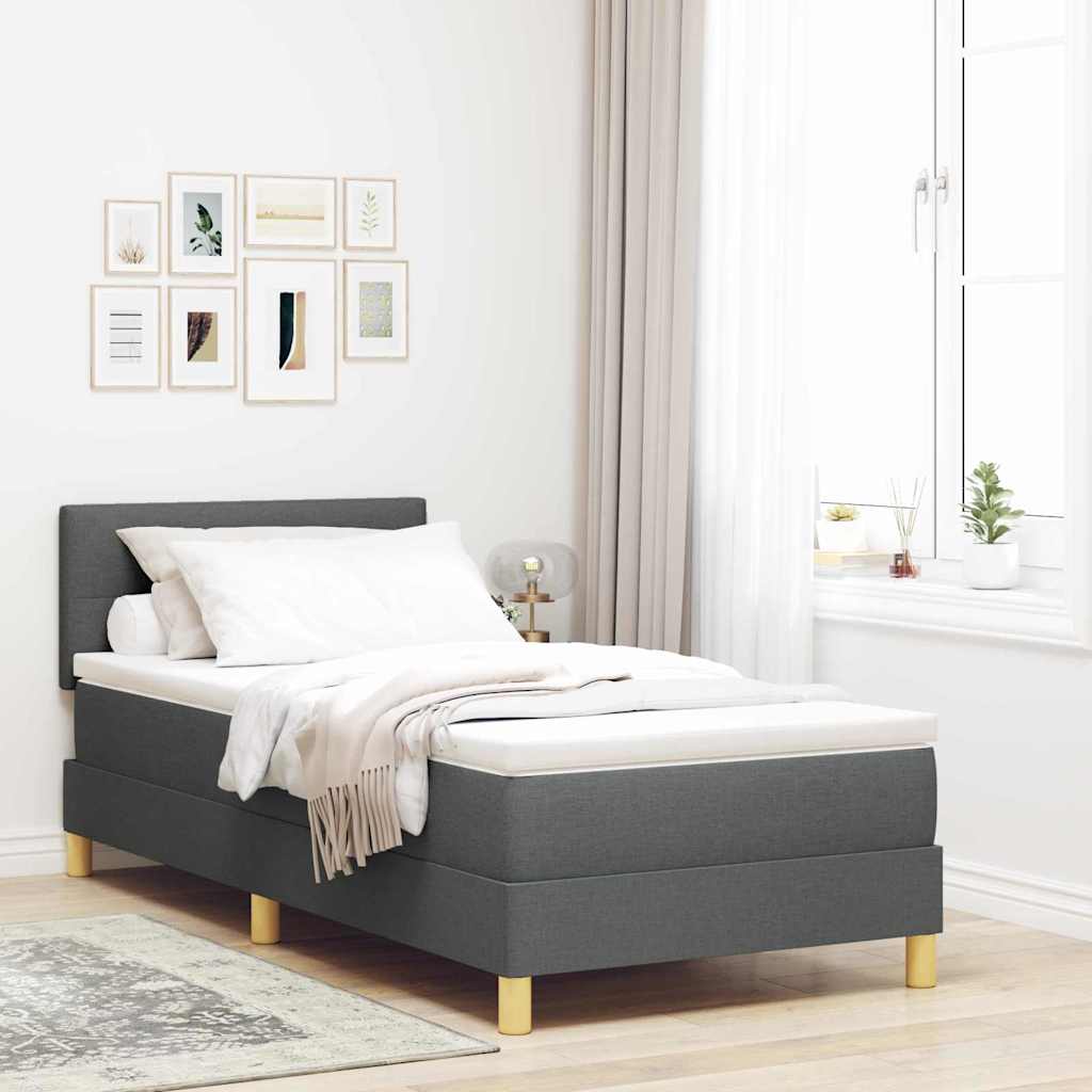 LED Box Spring Bed met hoofdeinde Donkergrijs 90 x 200 cm Stof is nu te koop bij PeponiXL, paradijselijk wonen!