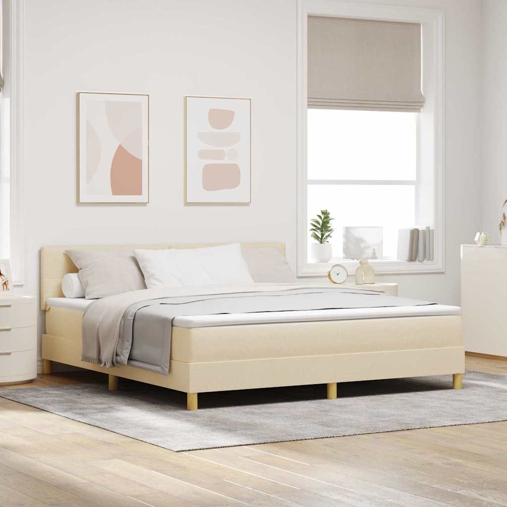 LED Box Spring Bed met hoofdeinde Crème 180 x 200 cm Stof is nu te koop bij PeponiXL, paradijselijk wonen!