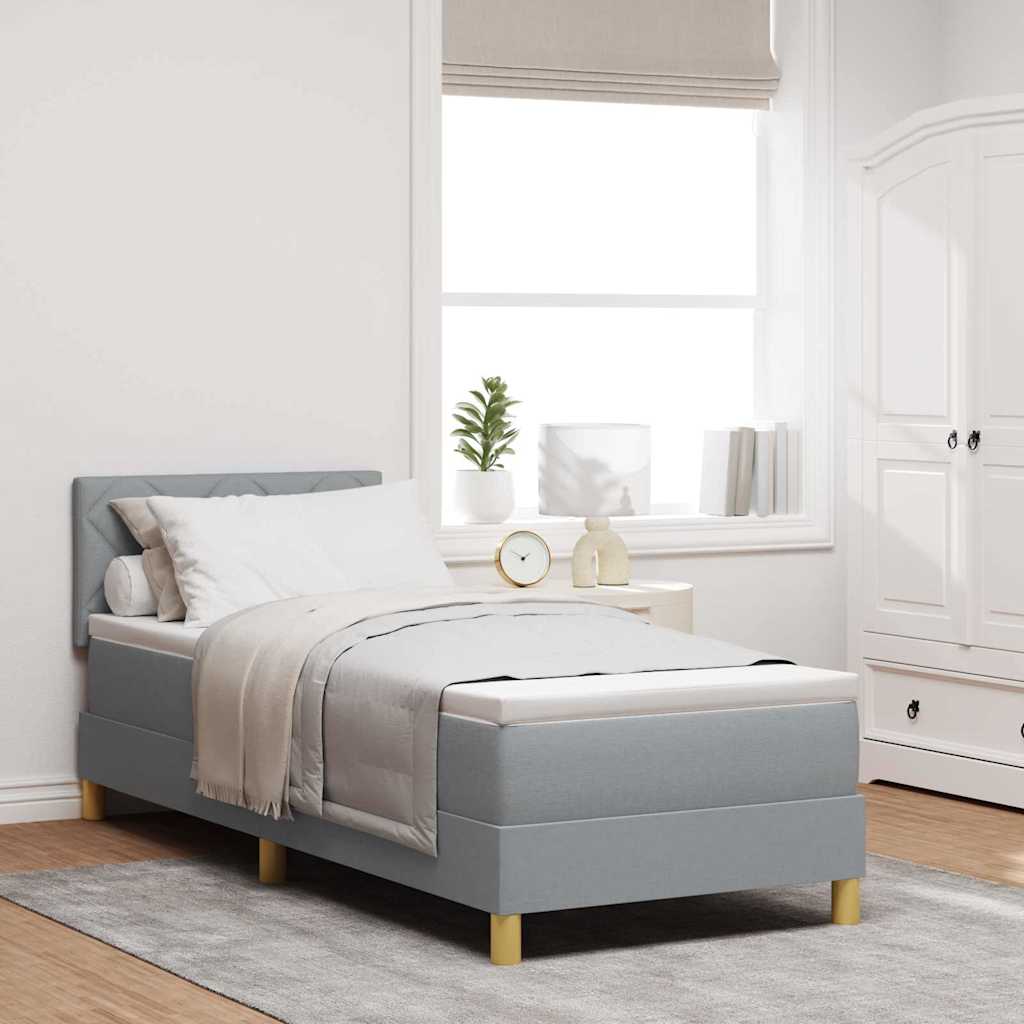 LED Box Spring Bed met hoofdeinde Lichtgrijs 80 x 200 cm Stof is nu te koop bij PeponiXL, paradijselijk wonen!
