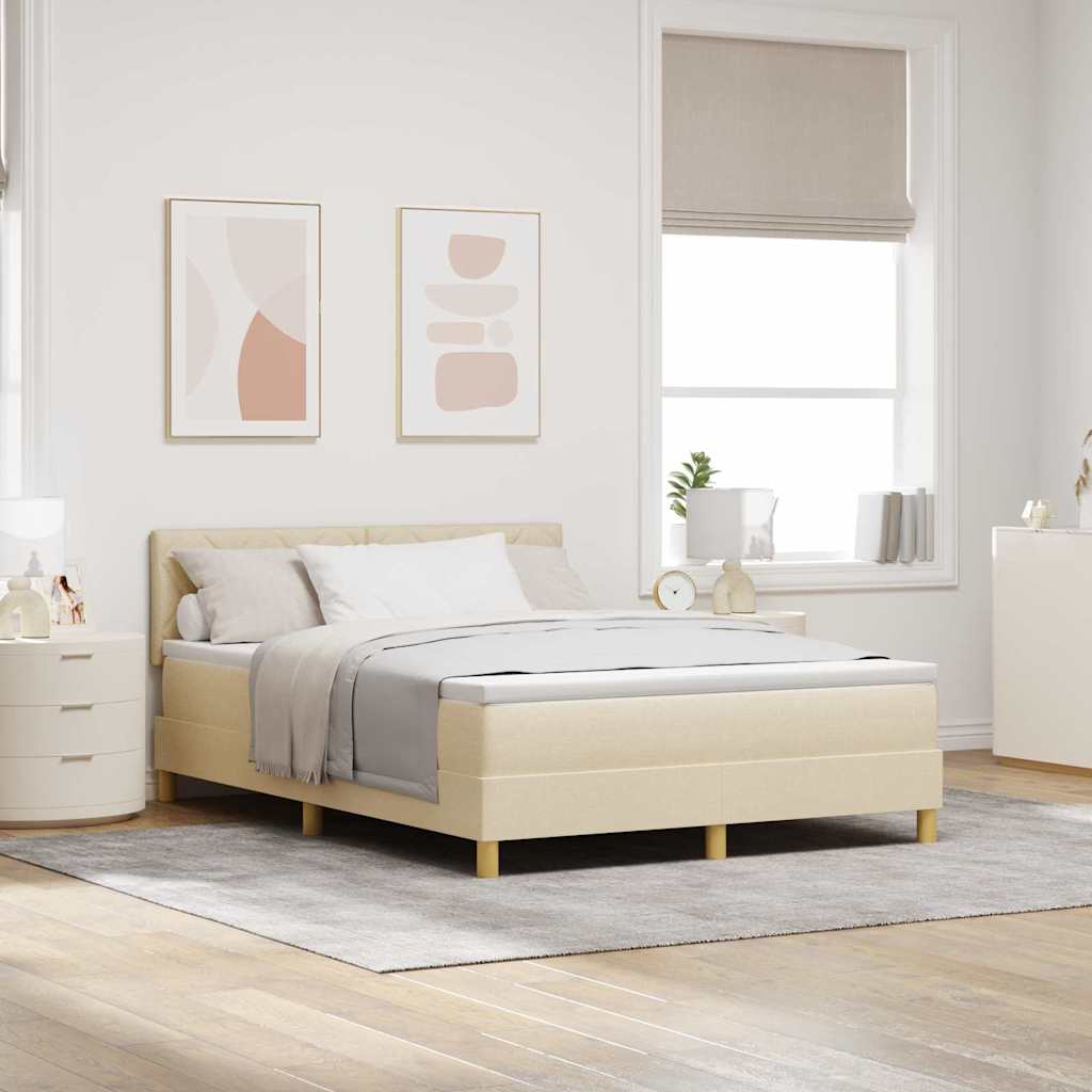 LED Box Spring Bed met hoofdeinde Crème 160 x 200 cm Stof is nu te koop bij PeponiXL, paradijselijk wonen!