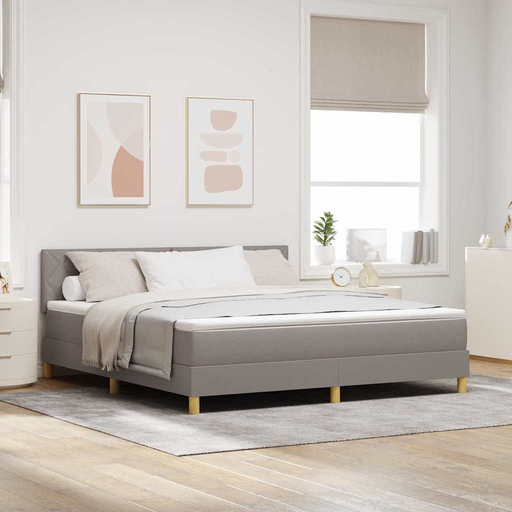 LED Box Spring Bed met hoofdeinde Taupe 180 x 200 cm Stof is nu te koop bij PeponiXL, paradijselijk wonen!