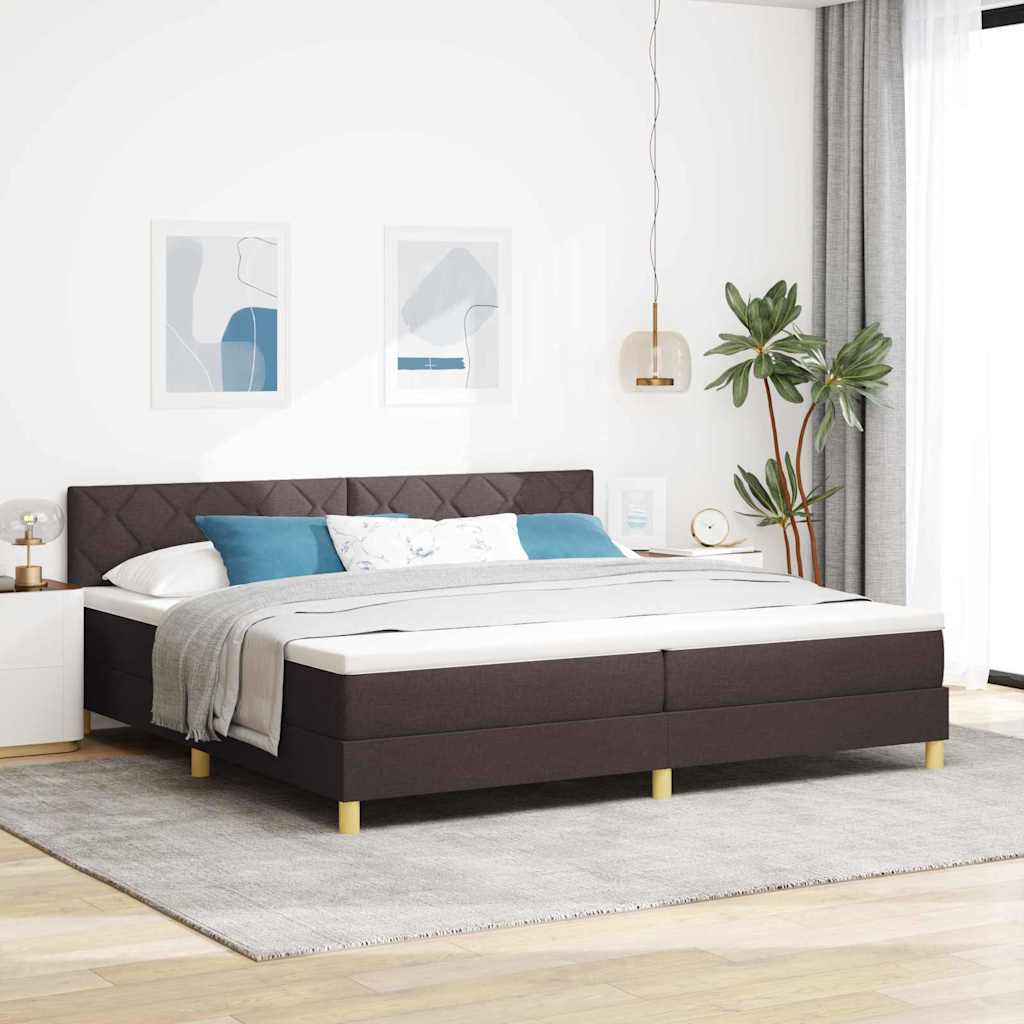 LED Box Spring Bed met hoofdeinde Donkerbruin 200 x 200 cm Stof is nu te koop bij PeponiXL, paradijselijk wonen!