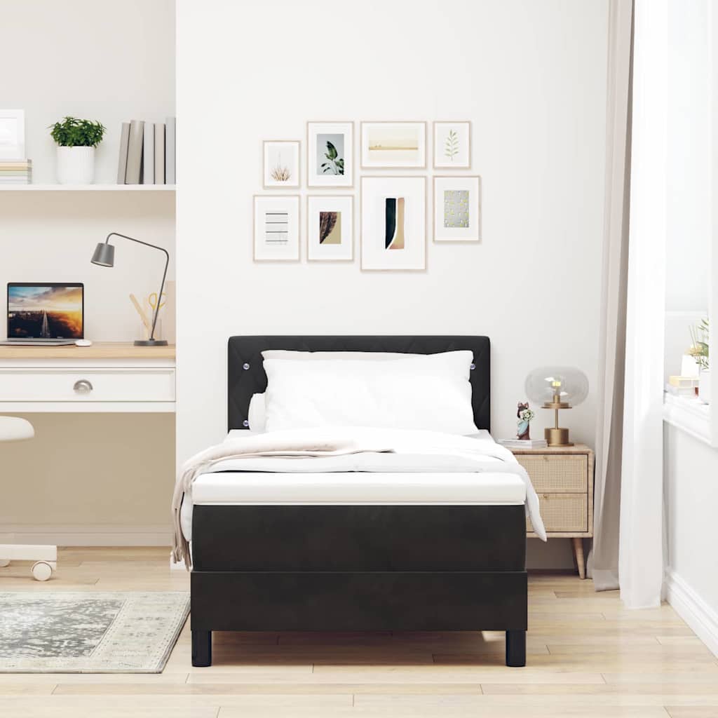 LED Box Spring Bed met matras Zwart 100 x 200 cm Fluweel is nu te koop bij PeponiXL, paradijselijk wonen!